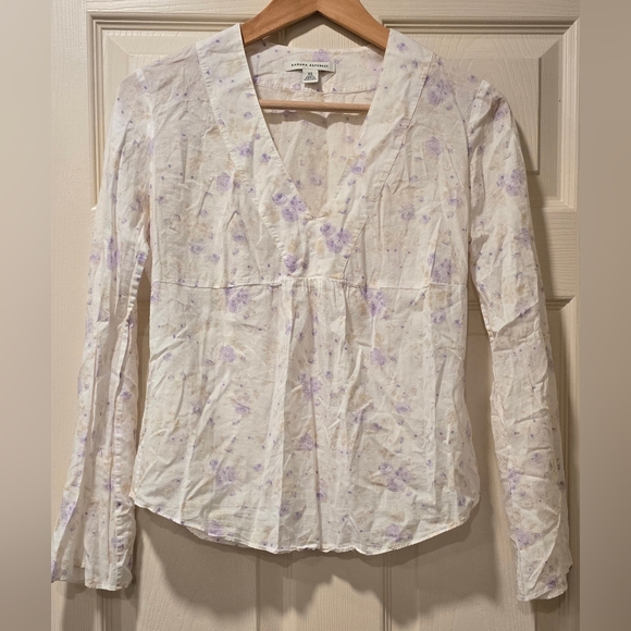 Banana Republic White and Purple Floral Blouse XS - Picture 1 of 3